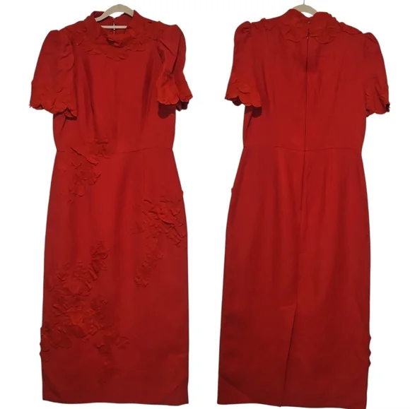 NWT Antonio Melani Summer Floral Applique Midi Dress Sz 10 - Picture 6 of 14